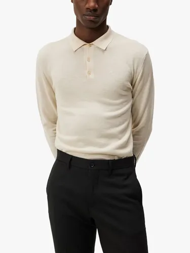 J.Lindeberg Noel Light Merino Wool Polo Shirt - Oyster Grey - Male
