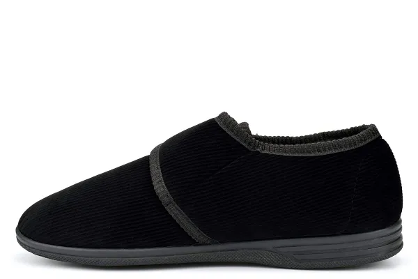 Jo & Joe Mens Cord Slippers With Touch Fastening Strap