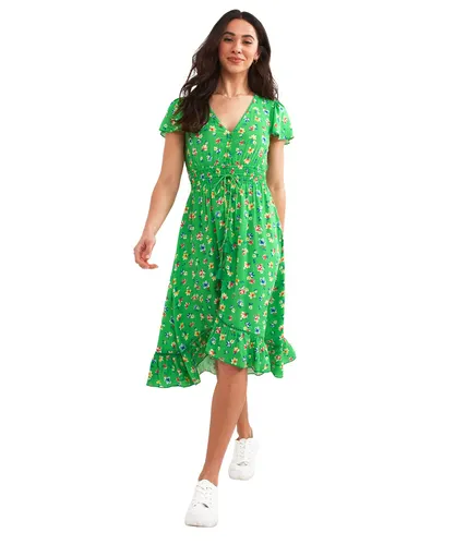 Joe Browns Women's Floral Short Sleeve Button Down Tea Dress