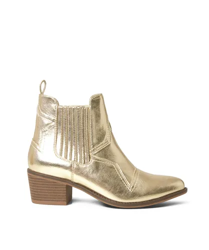Joe Browns Women's Gold Metallic Western Ankle Boots