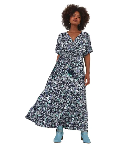 Joe Browns Women's Tile Print V Neck Drop Sleeve Maxi Dress
