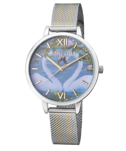 Johan Eric Womens : knoppsvane sswatch with photo dial and ss/gold mesh Watch - Silver - One Size