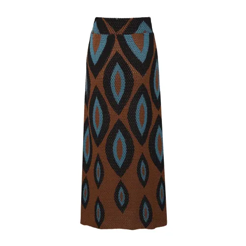Johanna Ortiz , Cendere Blue Amamere Cotton Midi Skirt ,Brown female, Sizes: