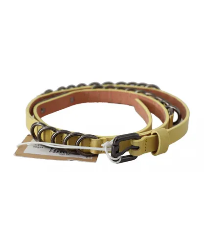 John Galliano WoMens Yellow Leather Luxury Slim Buckle Fancy Belt