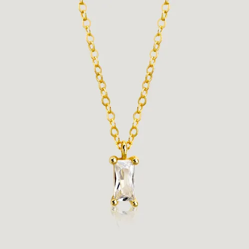 John Greed CANDY Cane Gold Plated CZ Baguette Necklace