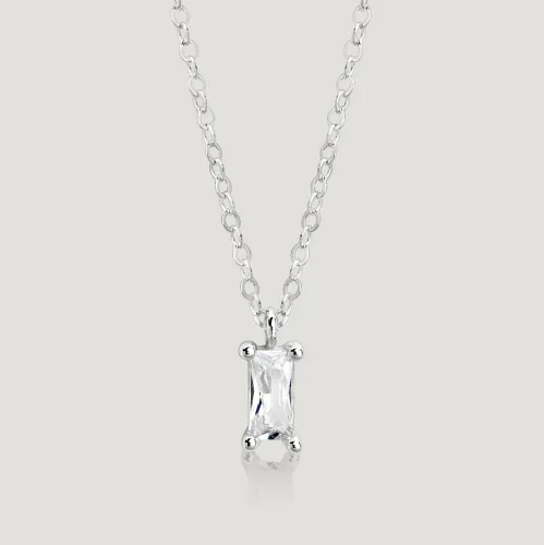 John Greed CANDY Cane Silver CZ Baguette Necklace