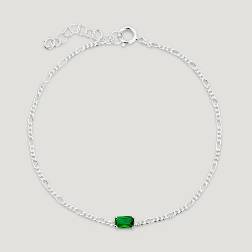 John Greed CANDY Cane Silver Emerald Green Stone Bracelet