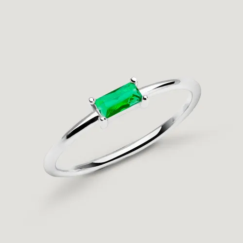 John Greed CANDY Cane Silver Emerald Green Stone Ring