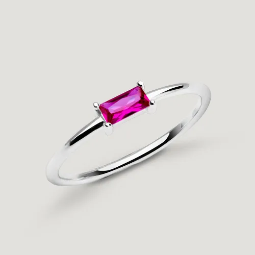 John Greed CANDY Cane Silver Ruby Red Stone Ring