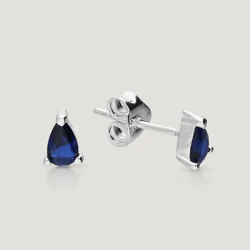 John Greed CANDY Cane Silver Sapphire Blue Teardrop Stud Earrings