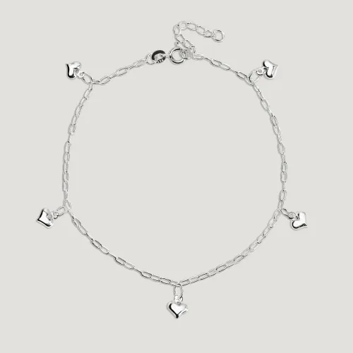 John Greed CANDY Love Silver Puffed Heart Anklet