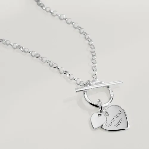 John Greed CANDY Love Silver Two Hearts T-Bar Necklace