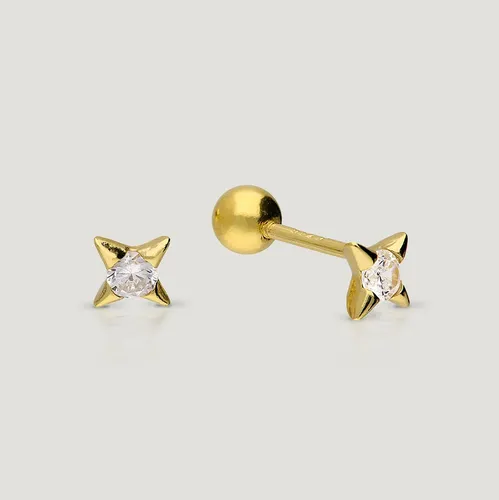John Greed CANDY Sky Gold Plated Tiny CZ Star Threaded Labret Earrings