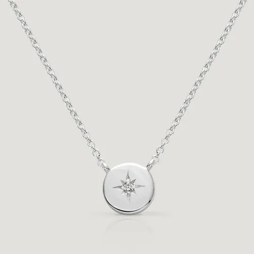 John Greed CANDY Sky Silver Disc CZ Star Necklace