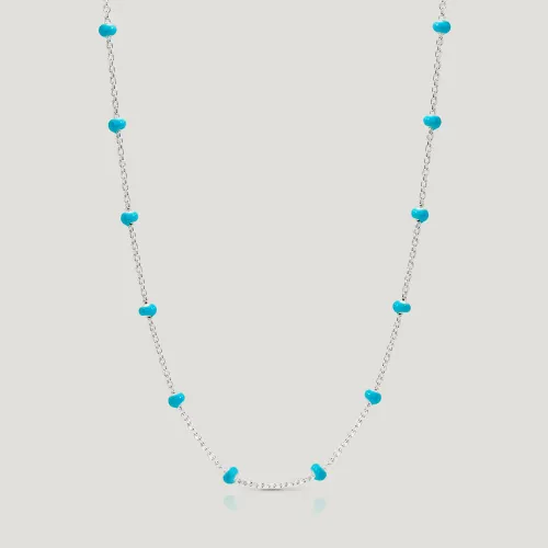 John Greed CANDY Sky Silver Enamel Turquoise Bead Necklace