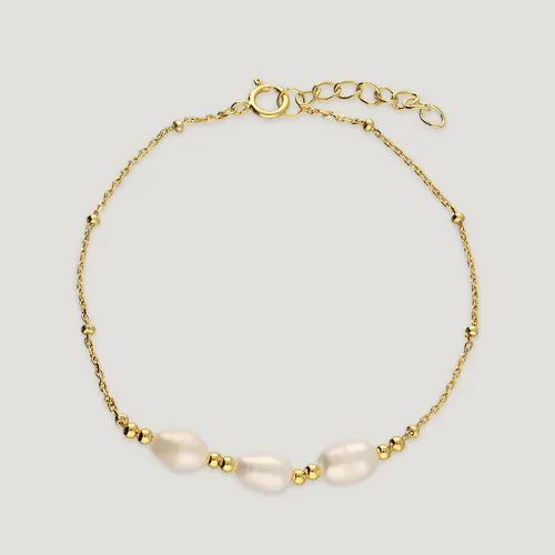 John Greed CANDY Spun Gold Plated Silver Freshwater Pearl Trio Bracelet