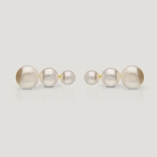 John Greed CANDY Spun Gold Plated Silver Graduated Freshwater Pearl Climber Earrings