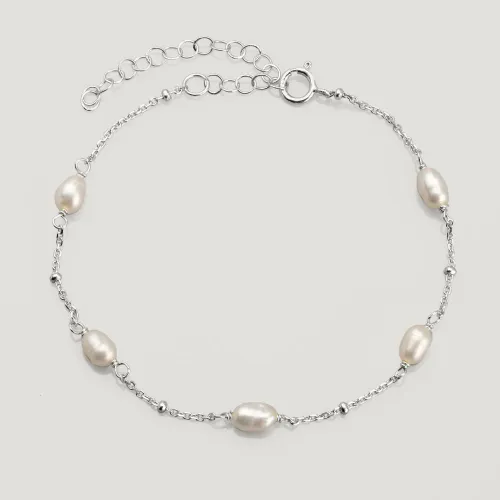 John Greed CANDY Spun Silver Freshwater Pearl Beaded Bracelet
