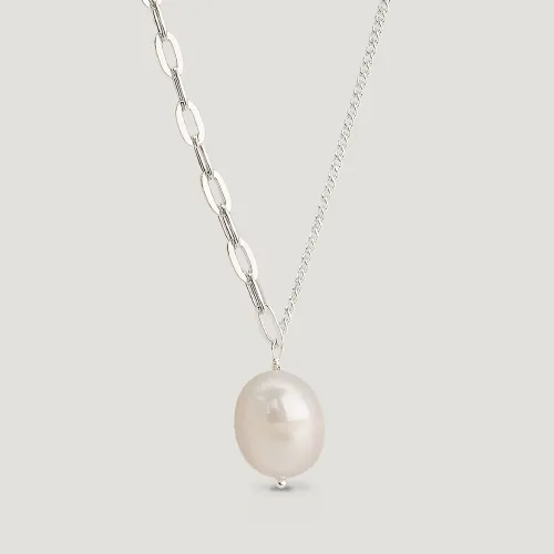 John Greed CANDY Spun Silver Freshwater Pearl Drop Link Chain Necklace
