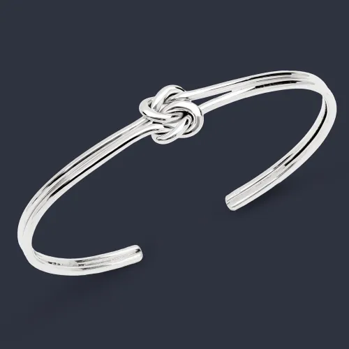 John Greed Portrait Muse Silver Double Twisted Knot Cuff Bangle