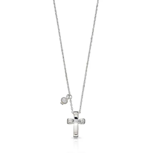 John Greed Signature Children's Silver Cross & Pearl Necklace