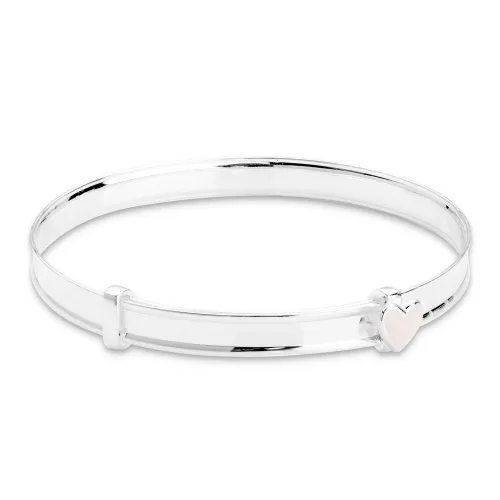 John Greed Signature Children's Silver Pink Heart Solid Expanding Bangle