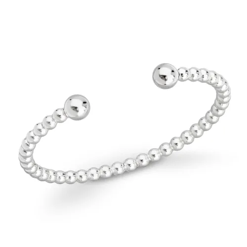John Greed Signature Children's Silver Solid Beaded Baby Bangle