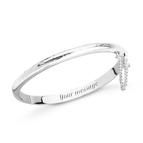 John Greed Signature Children's Silver Textured Hinged Clip Bangle