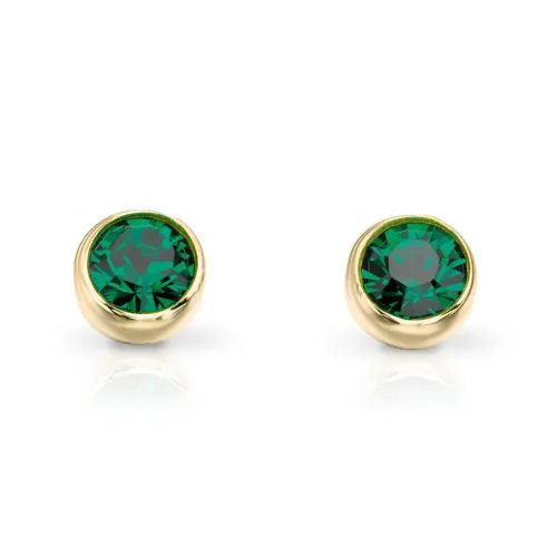 John Greed Signature Gold Plated Silver May Birthstone Crystal Stud Earrings