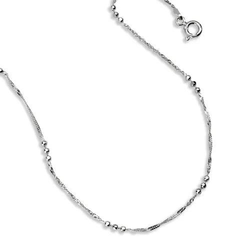 John Greed Signature Silver Beaded Twist Chain Anklet