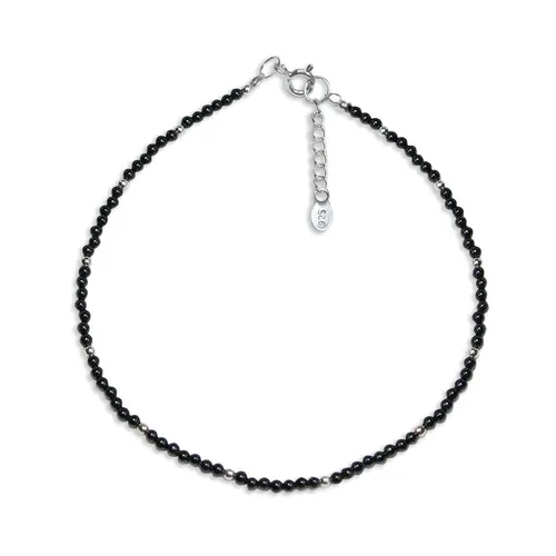 John Greed Signature Silver Black Beaded Anklet