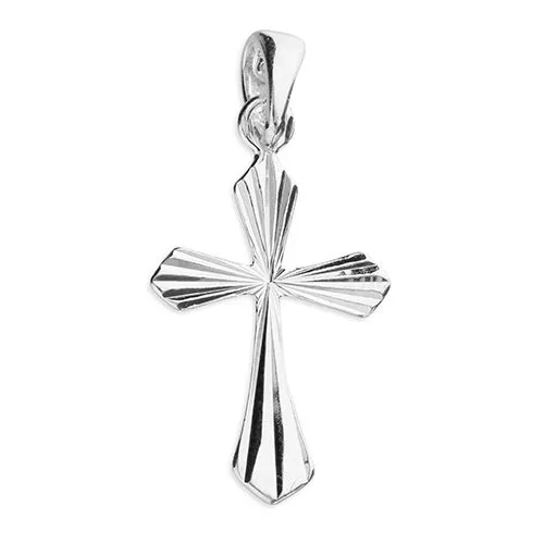 John Greed Signature Silver Diamond-Cut Starburst Cross Pendant Charm