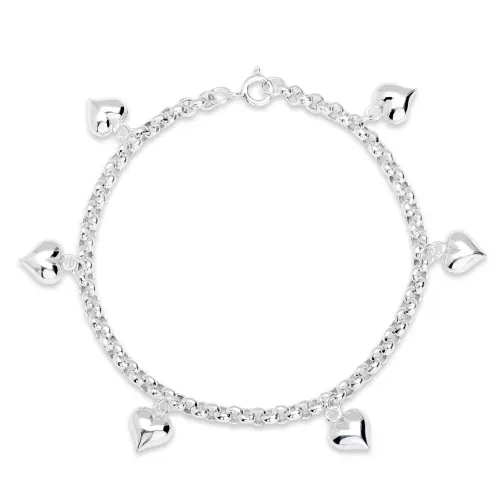 John Greed Signature Silver Heart Charm Style Bracelet