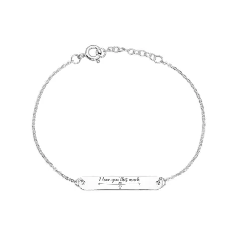 John Greed Signature Silver I Love You This Much (Girl) Bar Bracelet
