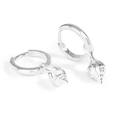 John Greed Tempest Cove Silver Conch Shell Huggie Hoop Earrings