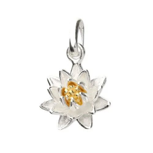 John Greed Tempest Silver July Birth Flower Water Lily Pendant Charm