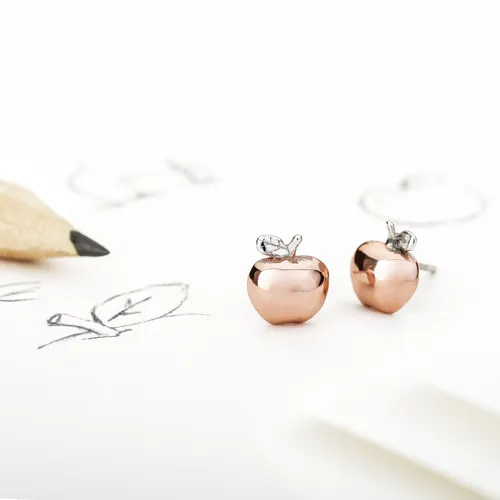 John Greed Tempest Wald Rose Gold Plated Silver Apple Stud Earrings