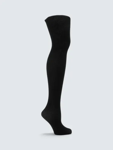 John Lewis 170 Denier Opaque Wool Blend Ribbed Tights - Black - Female