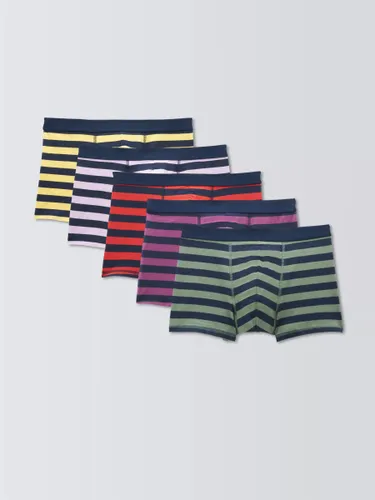 John Lewis ANYDAY Cotton Trunks, Pack of 5, Rugby Stripe - Rugby Stripe - Male