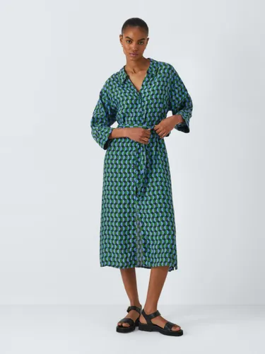 John Lewis ANYDAY Geometric Print Shirt Midi Dress, Navy/Multi - Navy/Multi - Female