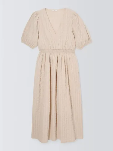 John Lewis ANYDAY Gingham Crinkle Midi Dress, Neutral - Neutral - Female