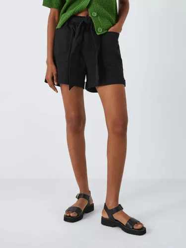 John Lewis ANYDAY Paperbag Cotton Twill Shorts, Black - Black - Female