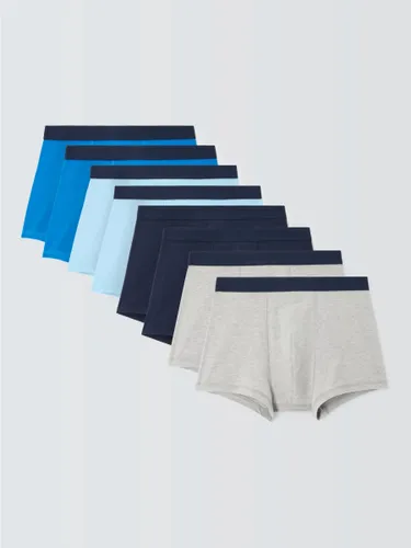 John Lewis ANYDAY Plain Trunks, Pack of 8 - Blue/Grey - Male
