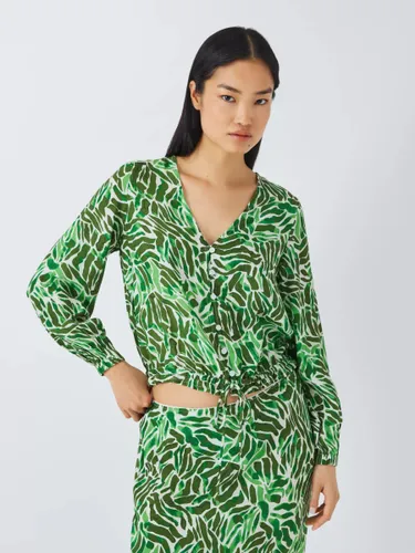 John Lewis ANYDAY Solare Print Shirt Top, Green/Multi - Green/Multi - Female