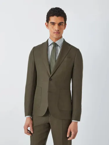 John Lewis Ashwell Linen Blend Regular Fit Suit Jacket - Khaki Green - Male