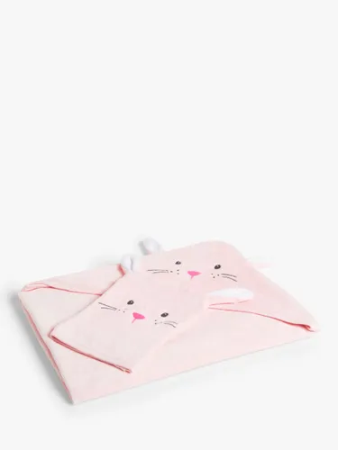 John Lewis Baby Bunny Towel & Mitt Set, Pink - Pink - Unisex