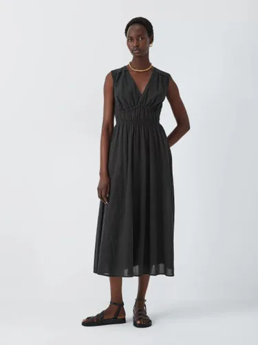 John Lewis Crinkle Cotton Blend Sleeveless Dress, Black - Black - Female