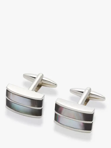 John Lewis Double Mother of Pearl Cufflinks, Silver - Silver - Male