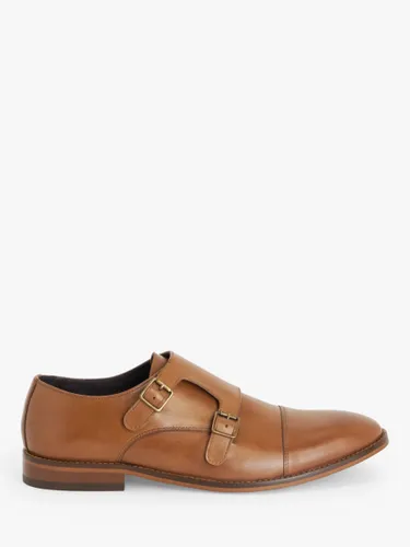 John Lewis Double Strap Leather Monk Shoes - Tan - Male
