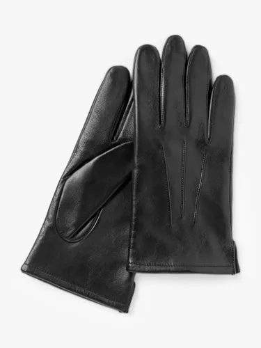 John Lewis Fleece Leather Gloves - Black - Male